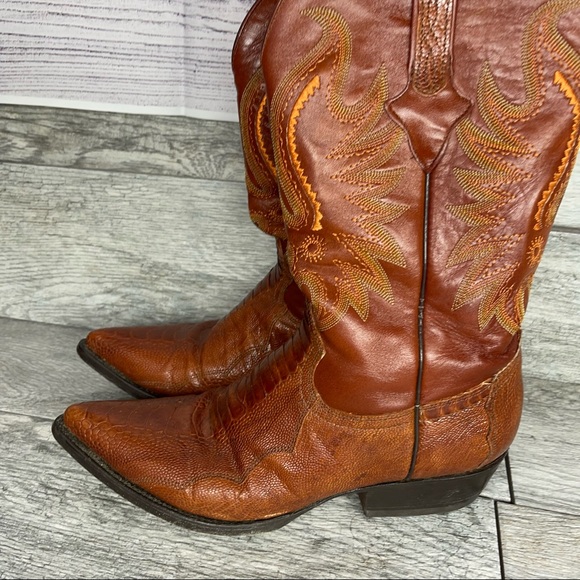 Cuadra Ostrich Leather Cowboy Western Boots Mens Brown Sz 9 Mex 28. - Picture 4 of 14